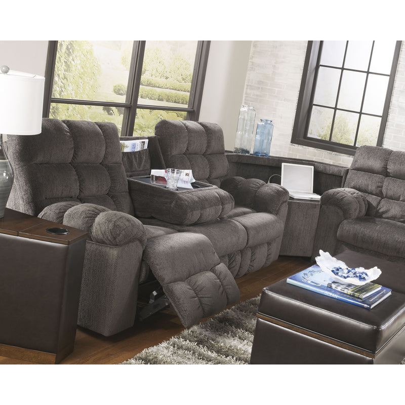 Acieona Slate Rec Sofa W drop Down Table Washburn s Home Furnishings