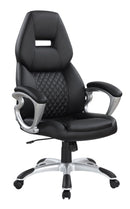 Adjustable Height Office Chair - Black And Silver-Washburn's Home Furnishings