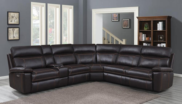 Albany Motion Collection - 6 Pc Power 2 Sectional - Brown-Washburn's Home Furnishings