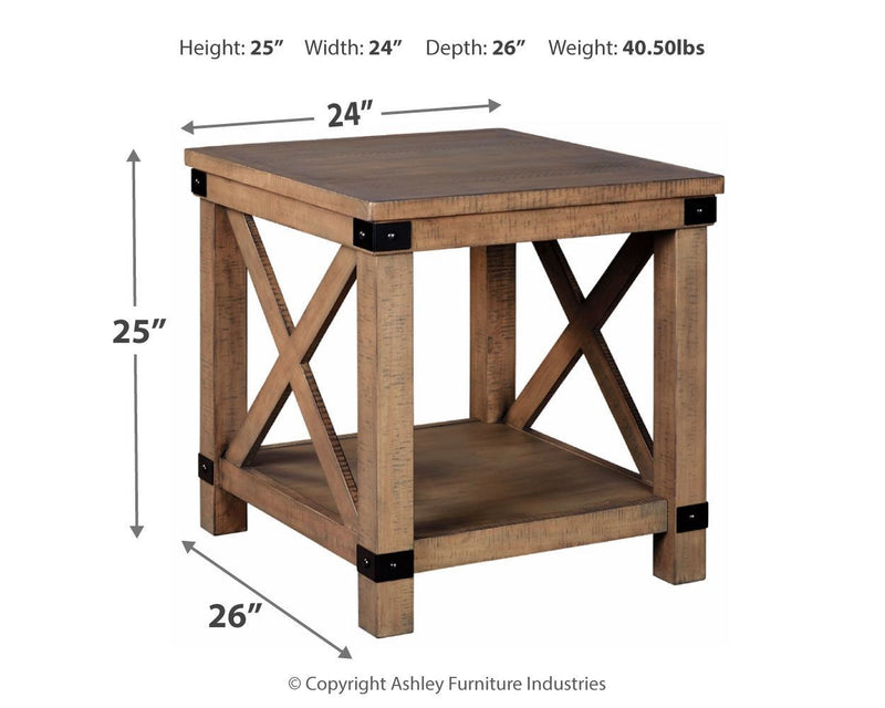 Aldwin - Gray - Rectangular End Table - Crossbuck Styling-Washburn's Home Furnishings