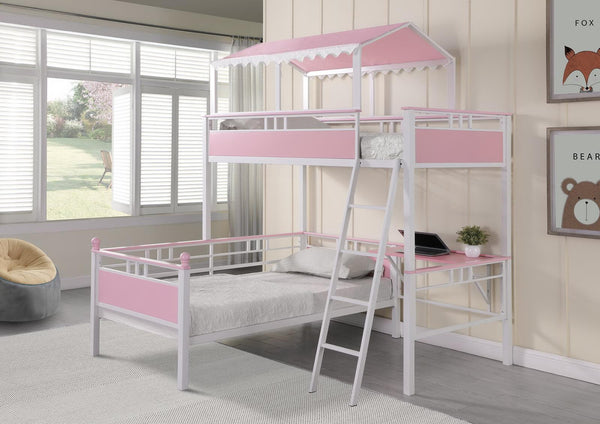 Alexia - Twin Over Twin Workstation Bunk Bed - Pink-Washburn's Home Furnishings