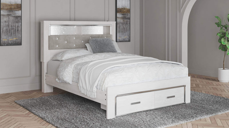 Altyra - White - Queen Panel Bookcase Bed With Footboard Storage-Washburn's Home Furnishings