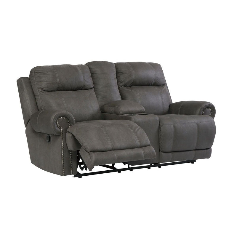 Austere - Gray - DBL Rec Loveseat w/Console-Washburn's Home Furnishings