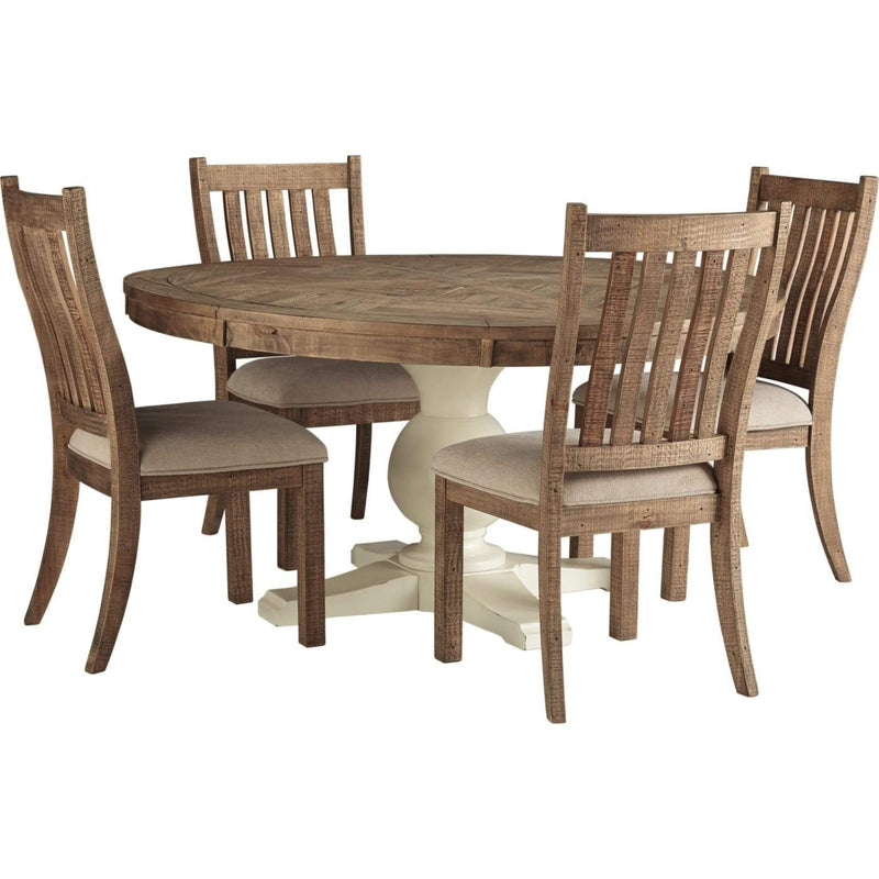 Ashley Grindleburg Pedestal Table Set with 4 Chairs-Washburn's Home Furnishings