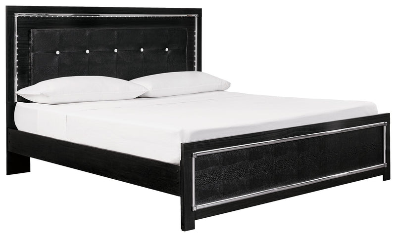 Kaydell - Black - King Upholstered Panel Bed, Roll Slats-Washburn's Home Furnishings