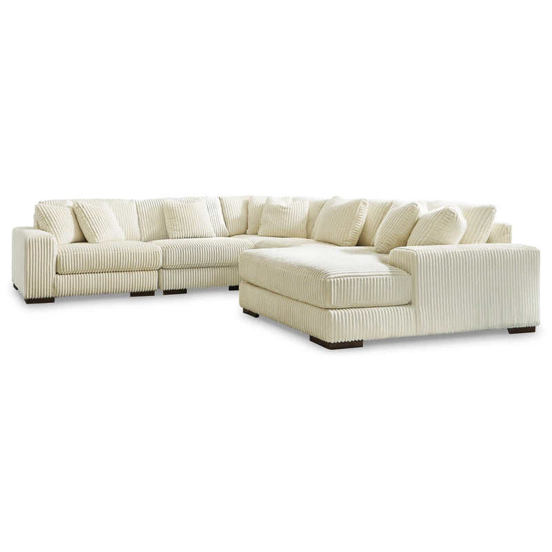 Ashley Lindyn 6 Pc Sectional w/Right Chaise in Ivory-Washburn's Home Furnishings