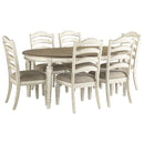 Ashley Realyn - Chipped White - Oval Dining Room EXT Table & 4 Dining UPH Side Chairs-Washburn's Home Furnishings