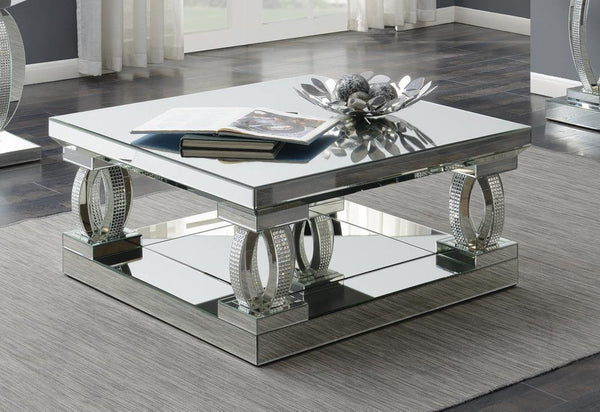 Avonlea - Square Coffee Table With Lower Shelf - Pearl Silver-Washburn's Home Furnishings