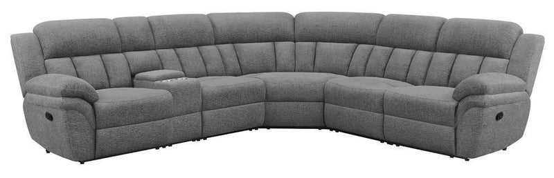 Bahrain - 6-piece Upholstered Motion Sectional - Gray-Washburn's Home Furnishings