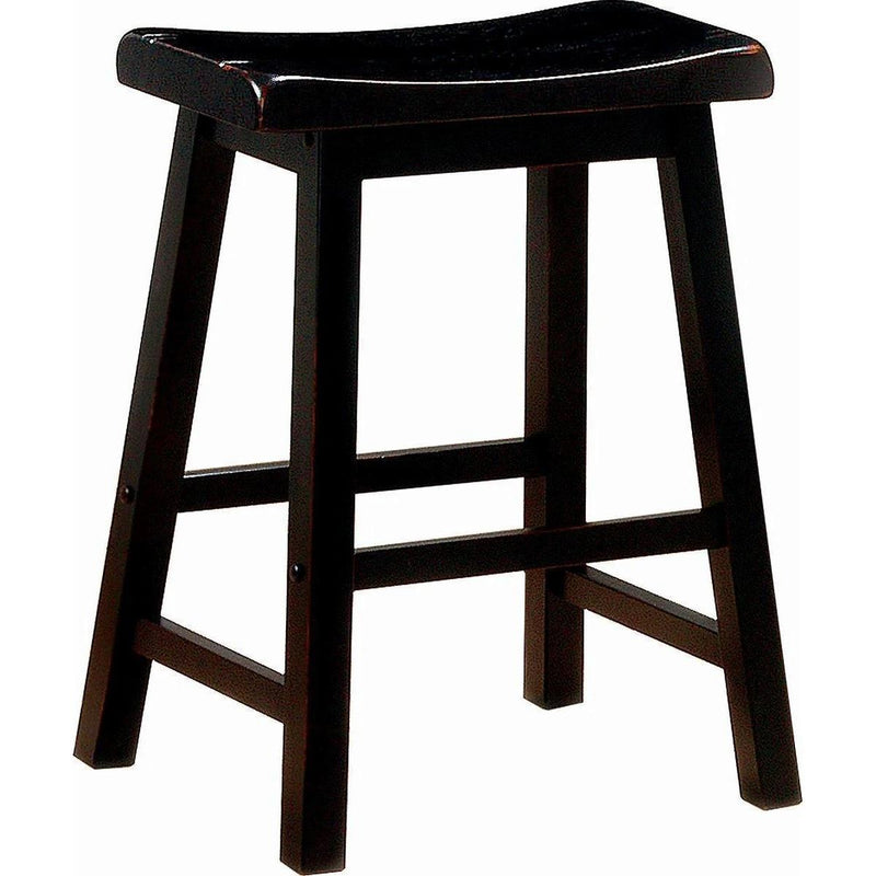 Bar Stools: Wood Fixed Height - Wooden Counter Height Stools Black (Set of 2)-Washburn's Home Furnishings