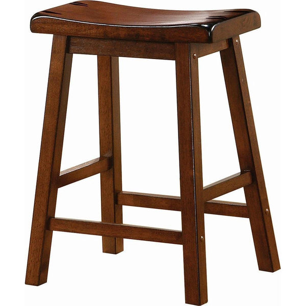 Bar Stools: Wood Fixed Height - Wooden Counter Height Stools Chestnut (Set of 2)-Washburn's Home Furnishings