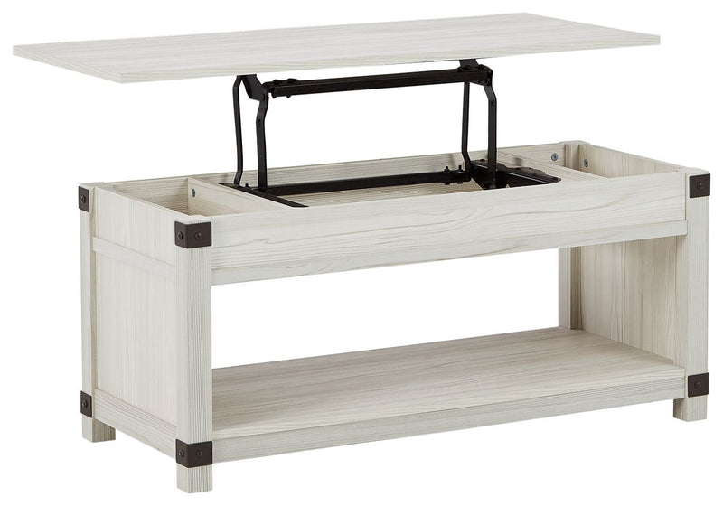 Bayflynn - Whitewash - Rect Lift Top Cocktail Table-Washburn's Home Furnishings