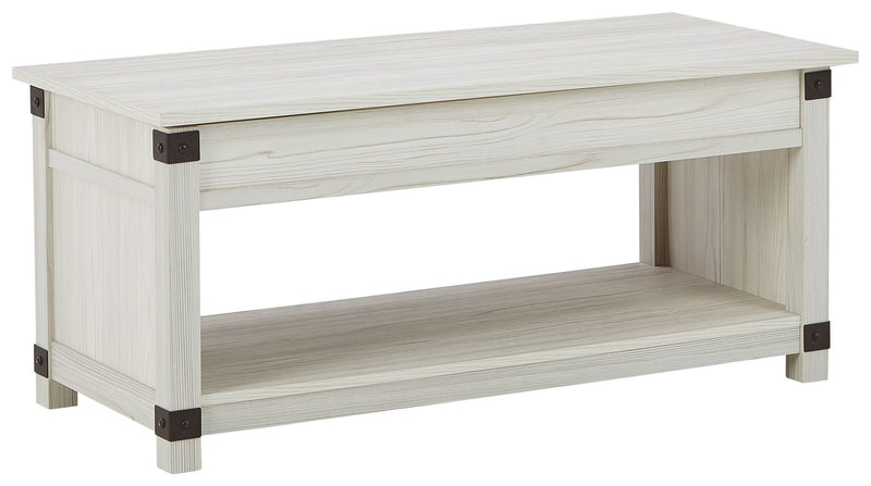 Bayflynn - Whitewash - Rect Lift Top Cocktail Table-Washburn's Home Furnishings