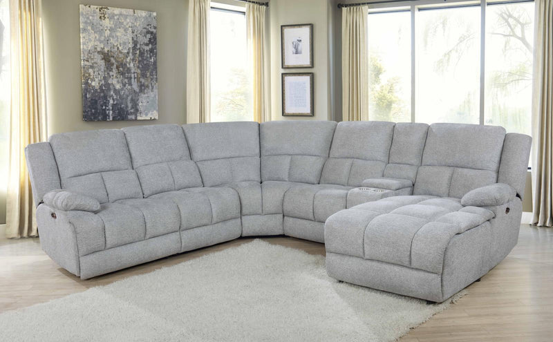 Belize - 6 Pc Power Sectional - Grey-Washburn's Home Furnishings