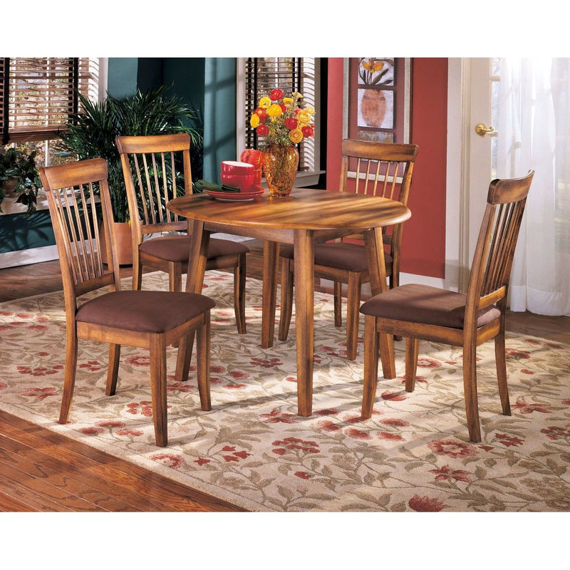 Berringer - Rustic Brown - Round DRM Drop Leaf Table-Washburn's Home Furnishings
