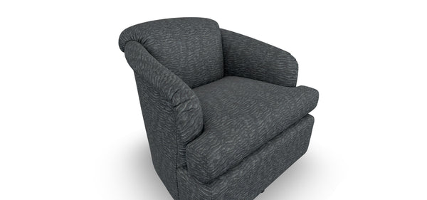 Best Cass Swivel Barrel Chair in Charcoal-Washburn's Home Furnishings