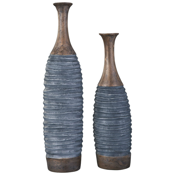 Blayze - Antique Gray/brown - Vase Set (2/cn)-Washburn's Home Furnishings