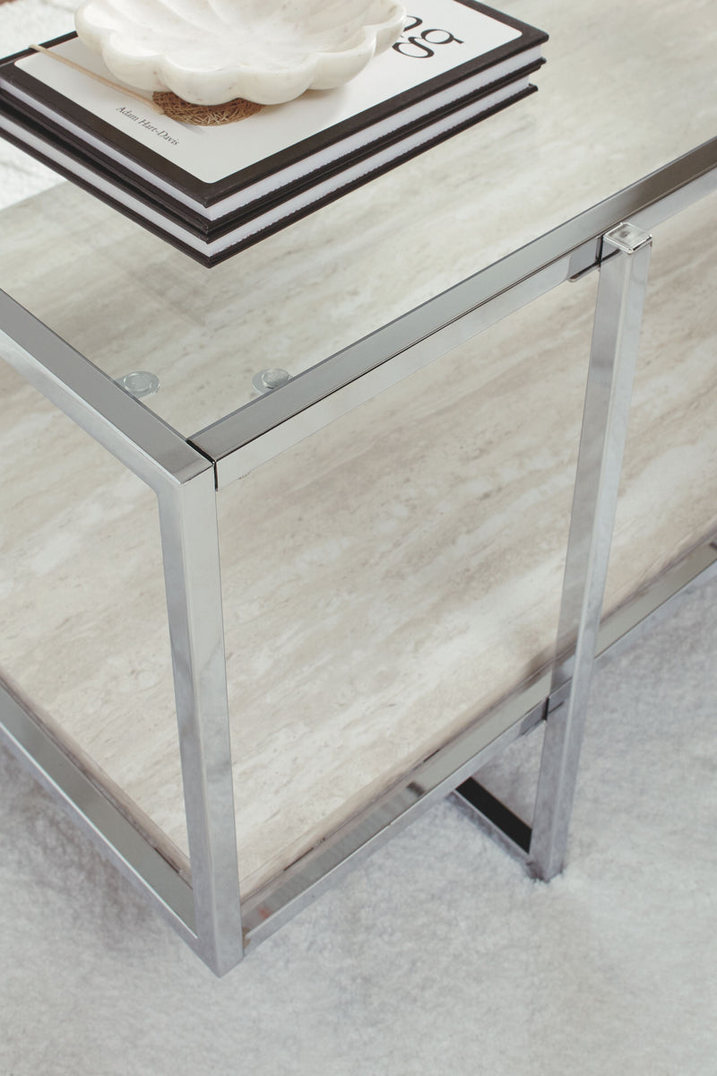 Bodalli - Ivory/chrome - Rectangular Cocktail Table-Washburn's Home Furnishings