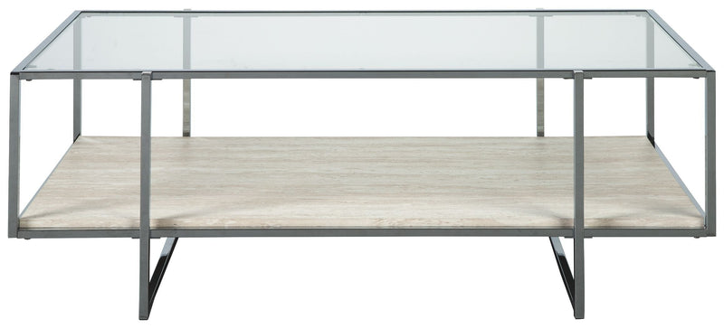 Bodalli - Ivory/chrome - Rectangular Cocktail Table-Washburn's Home Furnishings