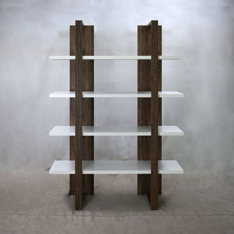 Bookcase With 4 Full-length Shelves - Walnut & White-Washburn's Home Furnishings