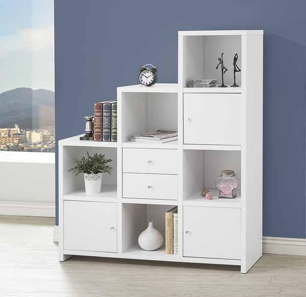 Bookcase With Cube Storage Compartments - White-Washburn's Home Furnishings