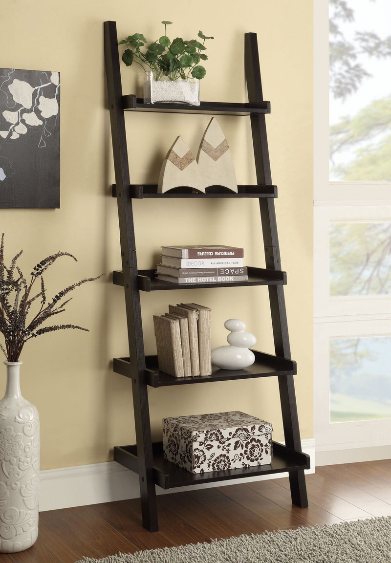 Bower - 5-shelf Ladder Bookcase - Brown-Washburn's Home Furnishings