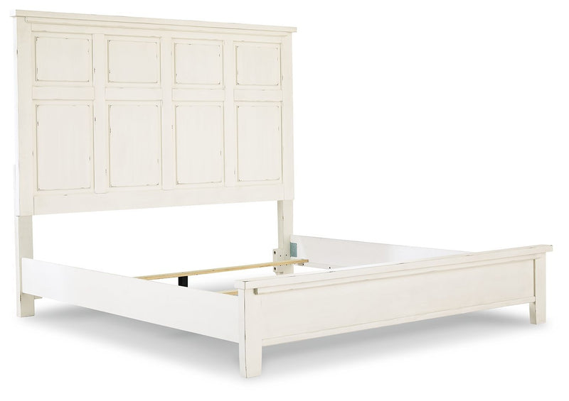 Braunter - Aged White - King Panel Bed-Washburn's Home Furnishings