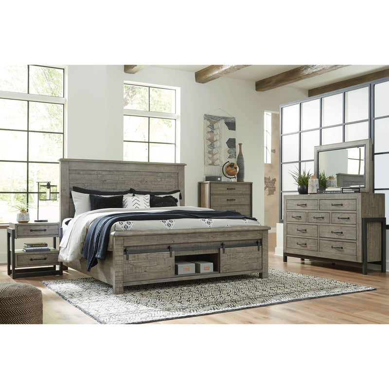 Brennagan - Gray - California King Panel Bed With Footboard Storage-Washburn's Home Furnishings