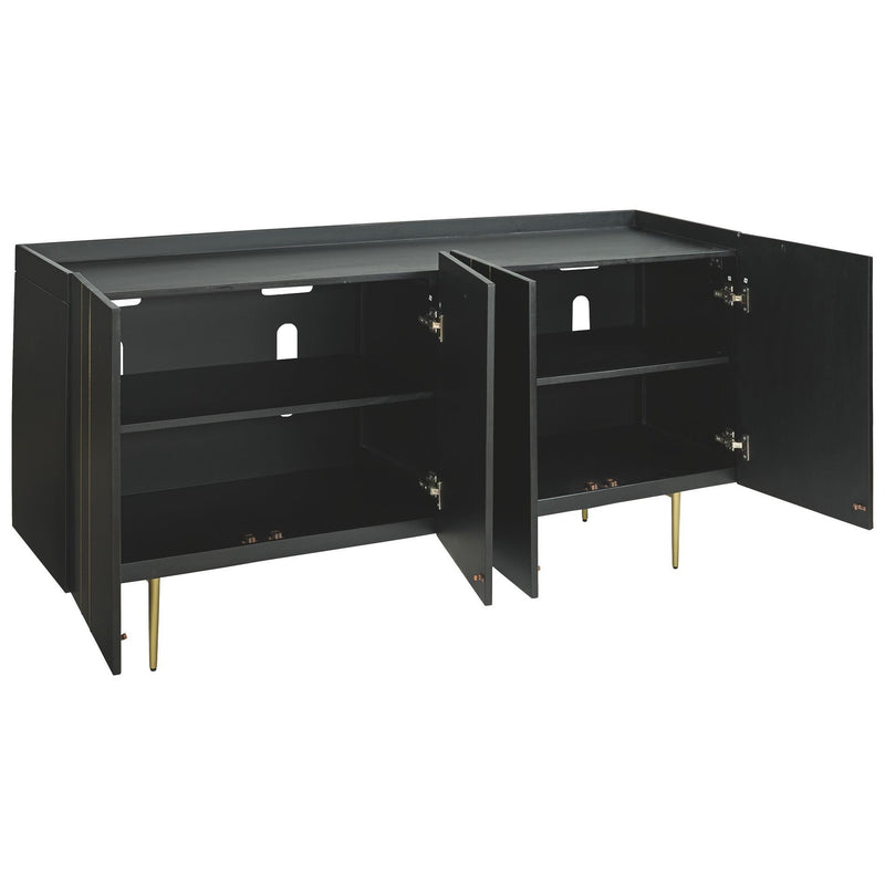 Brentburn - Black/gold Finish - Accent Cabinet-Washburn's Home Furnishings