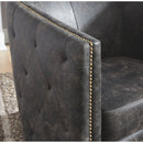 Brentlow - Distressed Black - Swivel Chair-Washburn's Home Furnishings