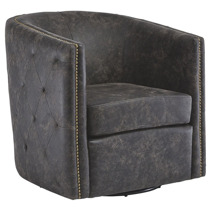 Brentlow - Distressed Black - Swivel Chair-Washburn's Home Furnishings