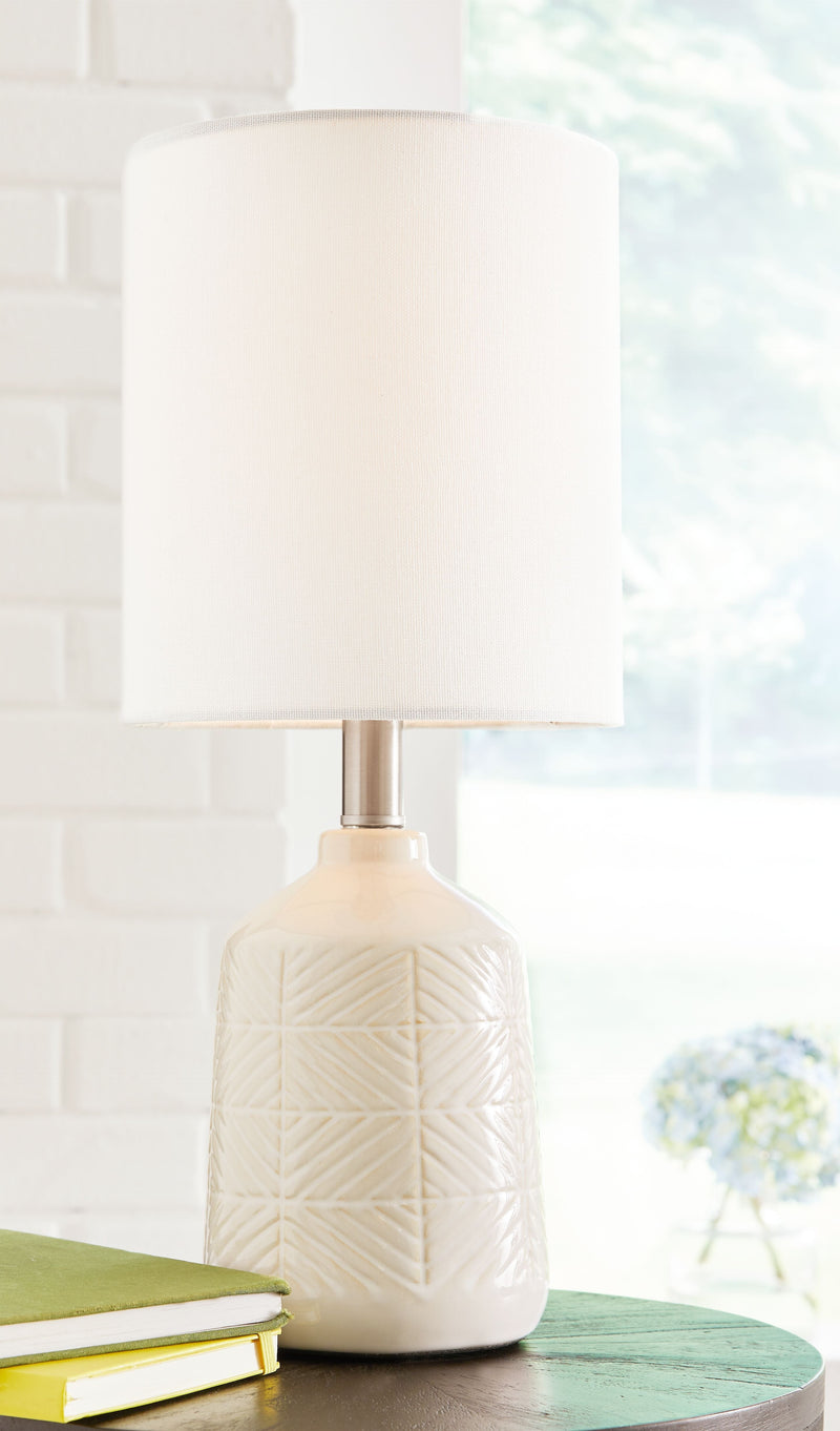 Brodewell - White - Ceramic Table Lamp (1/cn)-Washburn's Home Furnishings