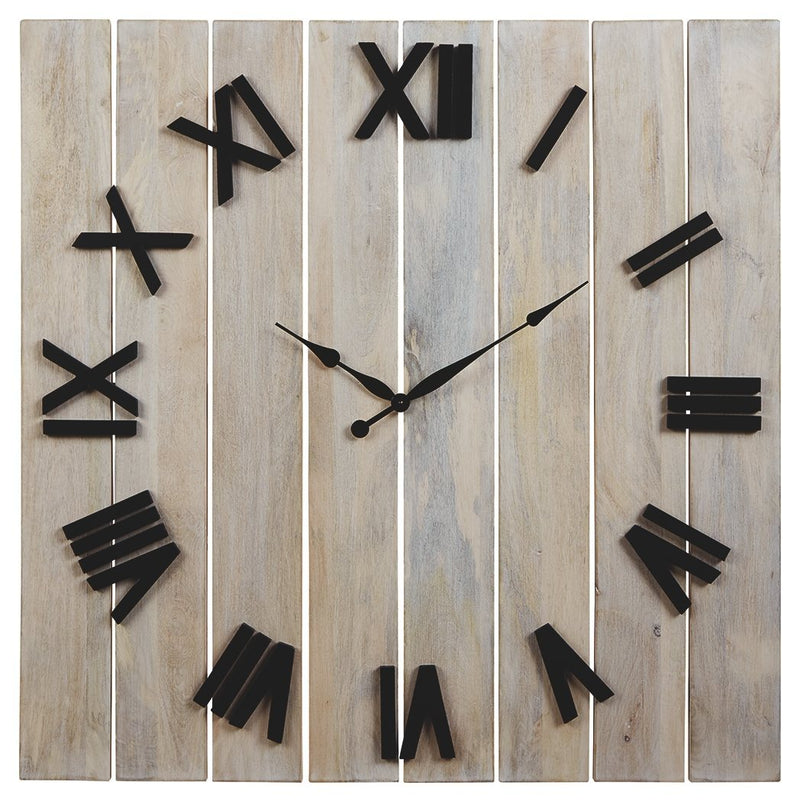 Bronson - Whitewash/black - Wall Clock-Washburn's Home Furnishings