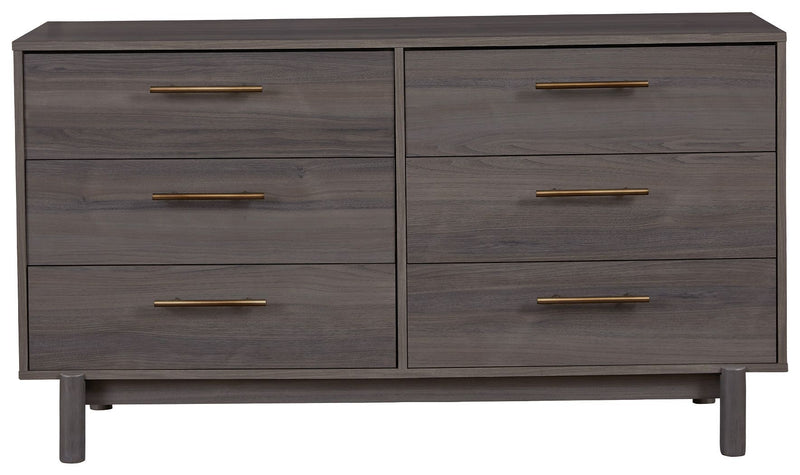Brymont - Dark Gray - Six Drawer Dresser - Sleek-Washburn's Home Furnishings