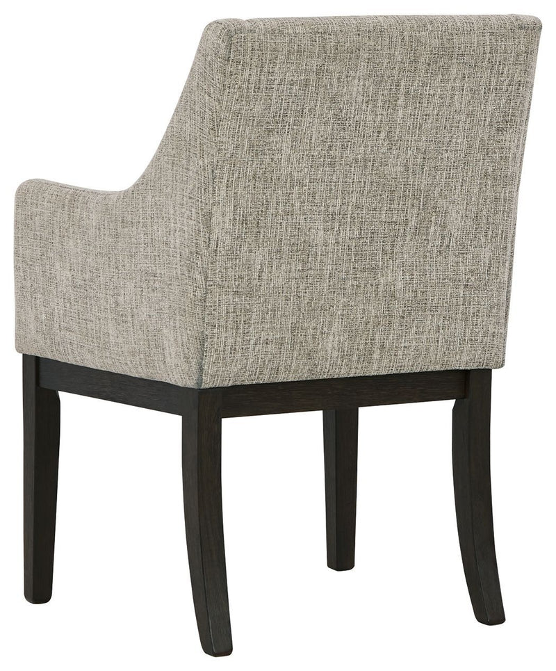 Burkhaus - Dark Brown - Dining Uph Arm Chair (2/cn)-Washburn's Home Furnishings
