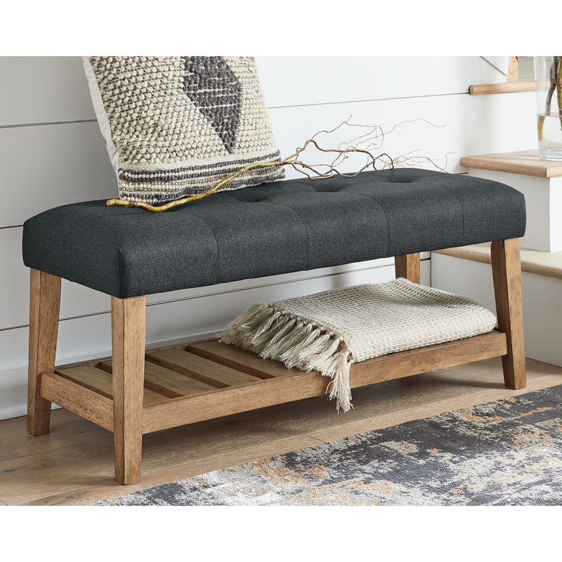 Cabellero - Charcoal/brown - Upholstered Accent Bench-Washburn's Home Furnishings