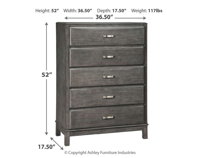 Caitbrook - Gray - Five Drawer Chest-Washburn's Home Furnishings