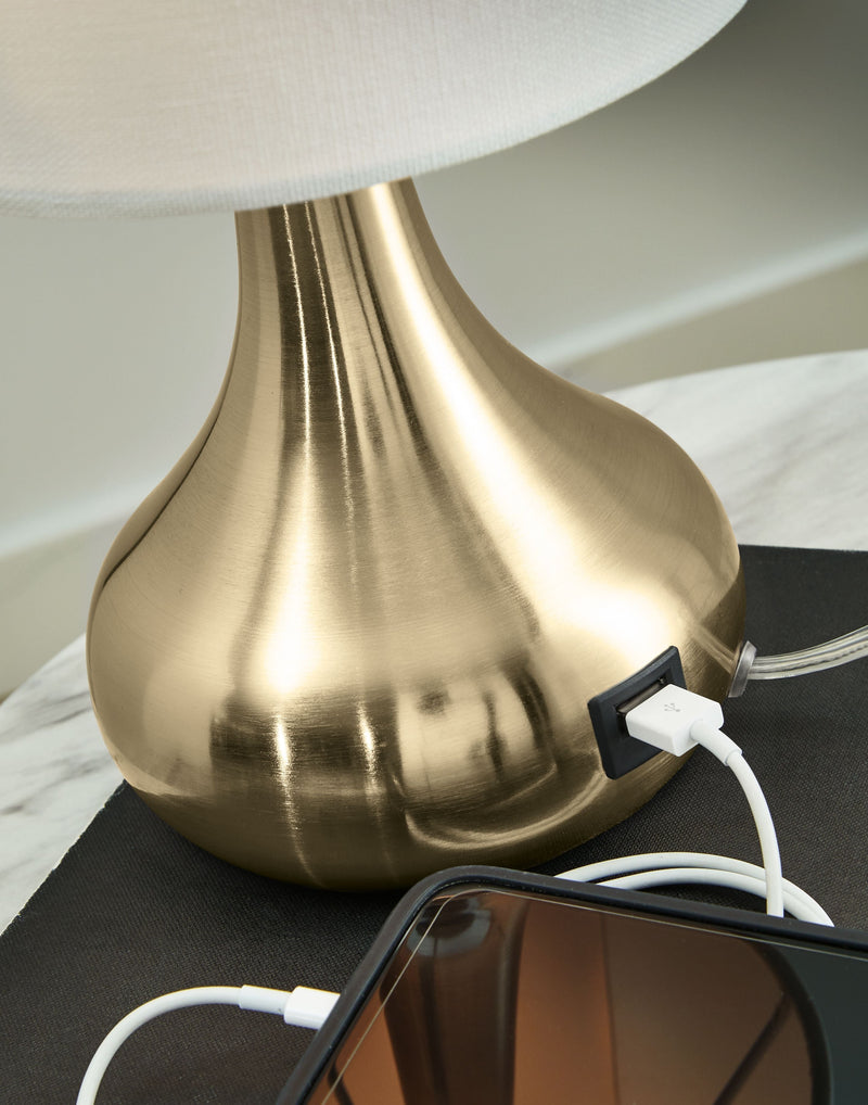 Camdale - Brass Finish - Metal Table Lamp (1/cn)-Washburn's Home Furnishings