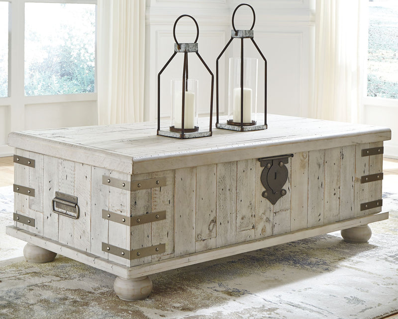 Carynhurst - White Wash Gray - Lift Top Cocktail Table-Washburn's Home Furnishings