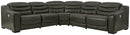 Center Line - Dark Gray - Left Arm Facing Power Recliner 5 Pc Sectional-Washburn's Home Furnishings