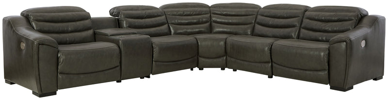 Center Line - Dark Gray - Left Arm Facing Power Recliner 6 Pc Sectional-Washburn's Home Furnishings