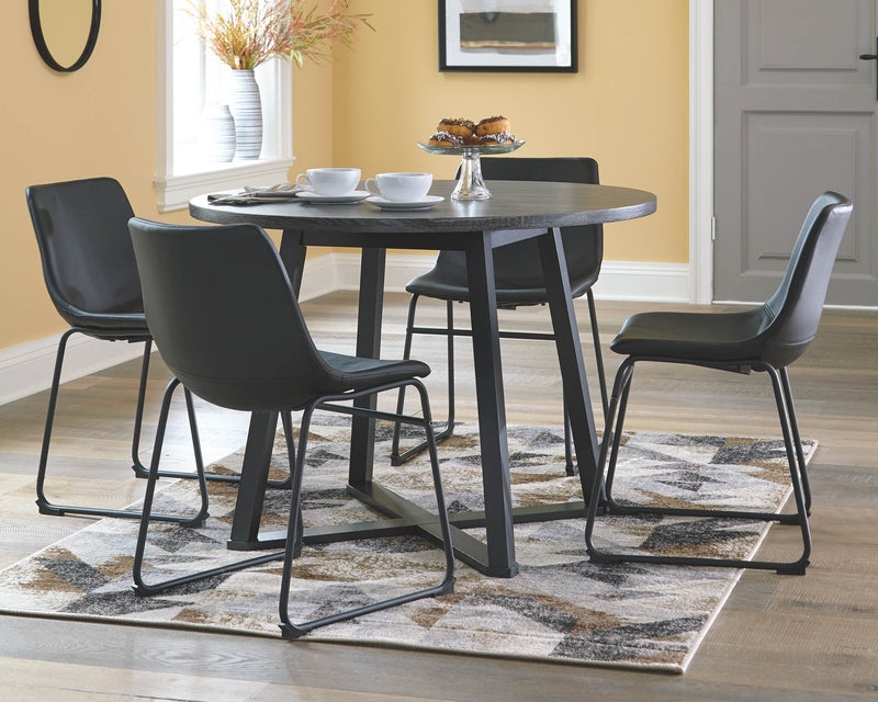 Centiar - Black / Gray - Round Dining Room Table-Washburn's Home Furnishings