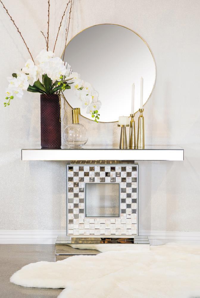 Checkerboard Square Base Console - White-Washburn's Home Furnishings