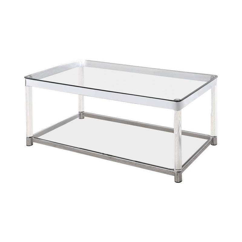 Claude Coffee Table With Lower Shelf Chrome And - Clear-Washburn's Home Furnishings