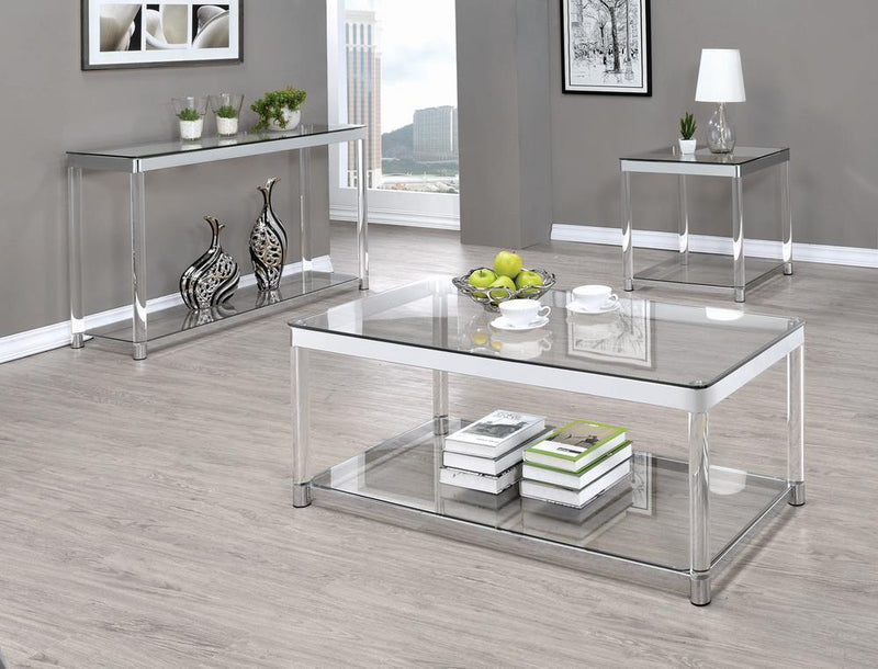 Claude End Table With Lower Shelf Chrome And - Clear-Washburn's Home Furnishings