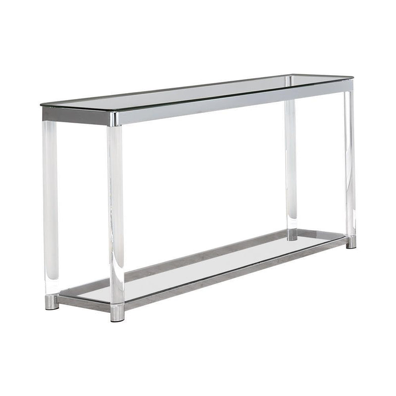 Claude Sofa Table With Lower Shelf Chrome And - Clear-Washburn's Home Furnishings
