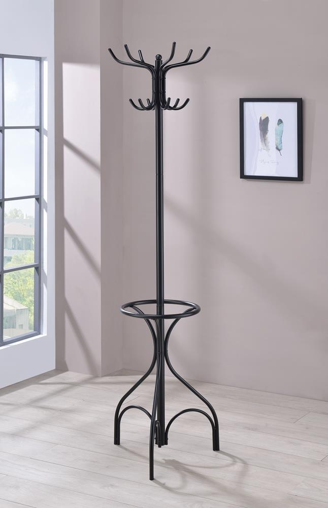 Coat Rack With 12 Hooks - Black-Washburn's Home Furnishings