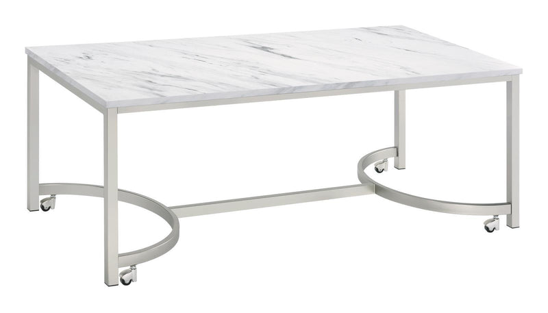 Coffee Table With Casters - White-Washburn's Home Furnishings