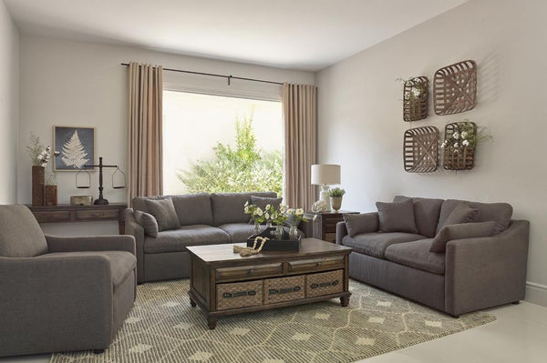 Contrary Reversible Cushion Loveseat - Charcoal-Washburn's Home Furnishings