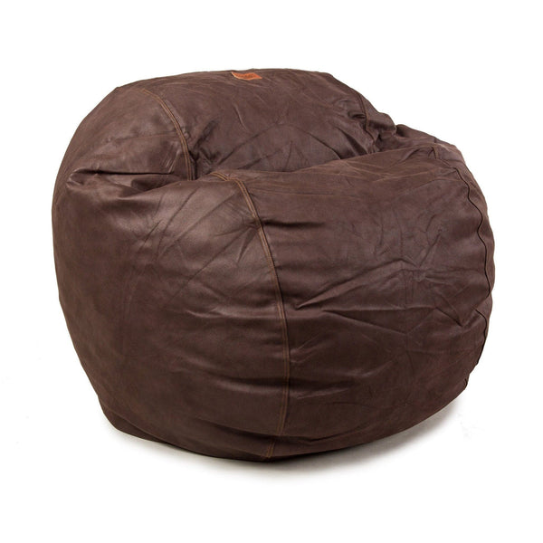 CordaRoys Convertible Queen Beanbag Chair - Faux Leather - Coffee-Washburn's Home Furnishings